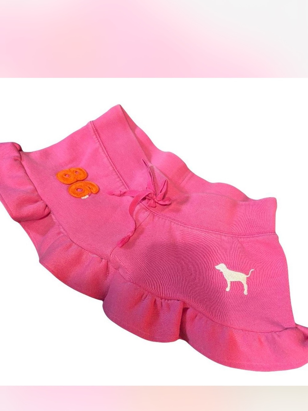 Pink Ruffle Mini Skirt with Dog Logo